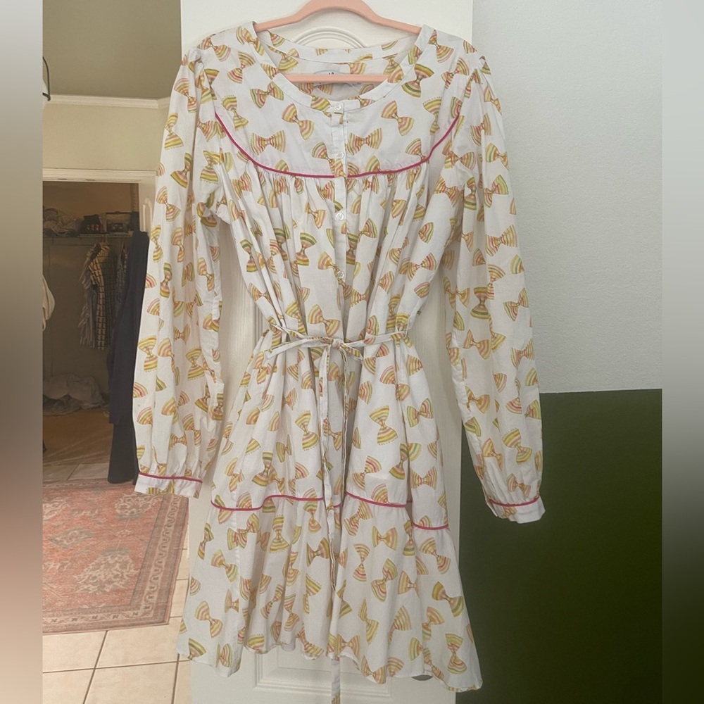 Rachel Antonoff Claudia dress Farfalle pasta print XL
